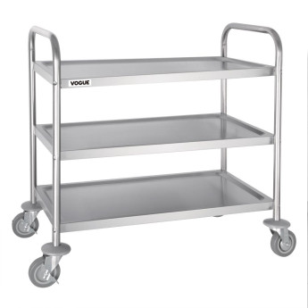 Vogue Stainless Steel 3 Tier Clearing Trolley Medium - Click to Enlarge