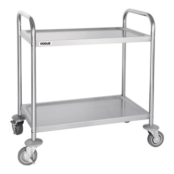 Vogue Stainless Steel 2 Tier Clearing Trolley Small - Click to Enlarge