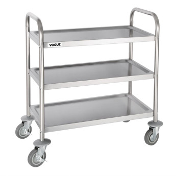 Vogue Stainless Steel 3 Tier Clearing Trolley Small - Click to Enlarge