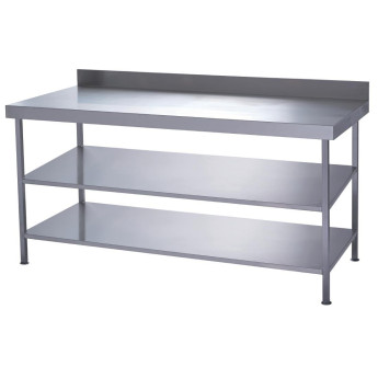 Parry Fully Welded Stainless Steel Wall Table 2 Undershelves - Click to Enlarge
