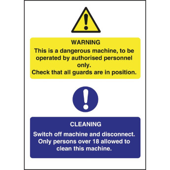 Vogue Dangerous Machine Cleaning Sign - Click to Enlarge