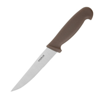 Hygiplas Vegetable Knife Serrated Brown 10.2cm - Click to Enlarge