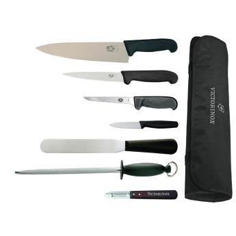 Victorinox 21.5cm Chefs Knife with Hygiplas and Vogue Knife Set - Click to Enlarge