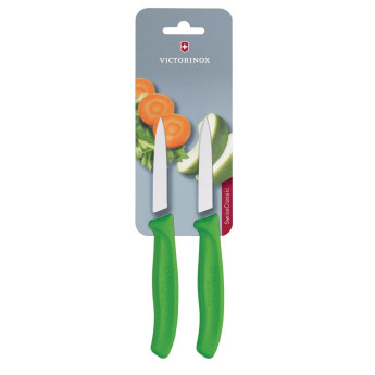 Victorinox Pointed Tip Paring Knife 8cm Green (Pack of 2) - Click to Enlarge
