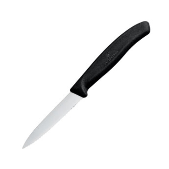 Victorinox Paring Knife Pointed Tip Serrated Edge 8cm Black - Click to Enlarge