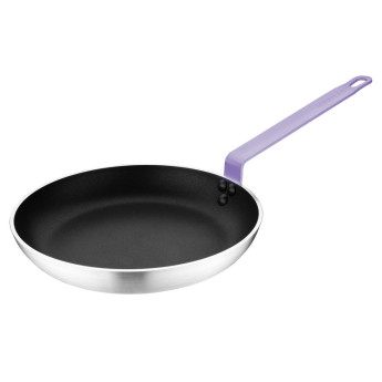 Hygiplas Non-Stick Teflon Aluminium Platinum Plus Frying Pan with Purple Handle 240mm - Click to Enlarge