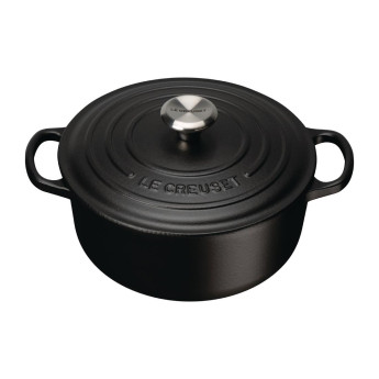 Le Creuset Cast Iron Round Casserole Dish Satin Black - Click to Enlarge