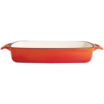 Vogue Orange Rectangular Cast Iron Dish 2.8Ltr - Click to Enlarge