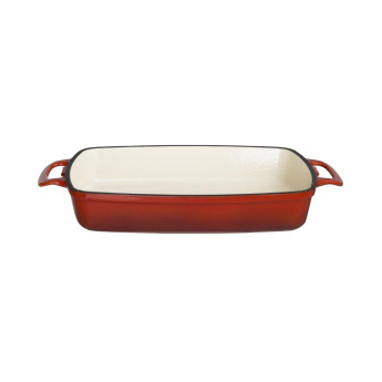 Vogue Red Rectangular Cast Iron Dish 2.8Ltr - Click to Enlarge