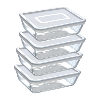 Pyrex Batch Cooking Cook & Freeze Food Storage Glass Containers Set Of 4 1.5 Ltr - Click to Enlarge
