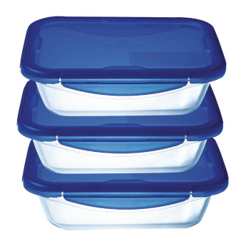 Pyrex Batch Cooking Cook & Go Food Storage Glass Containers Set of 3 0.8 ml - Click to Enlarge