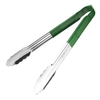 Hygiplas Colour Coded Green Serving Tongs 300mm - Click to Enlarge