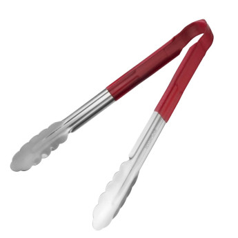 Hygiplas Colour Coded Red Serving Tongs 300mm - Click to Enlarge