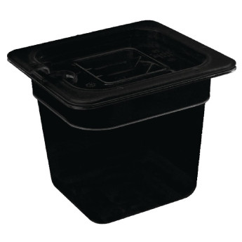 Vogue Polycarbonate 1/6 Gastronorm Container 65mm Black - Click to Enlarge