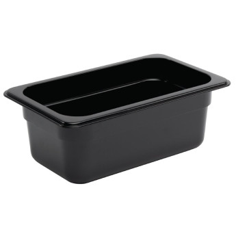 Vogue Polycarbonate 1/4 Gastronorm Container 100mm Black - Click to Enlarge
