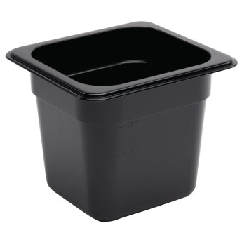 Vogue Polycarbonate 1/6 Gastronorm Container 150mm Black - Click to Enlarge