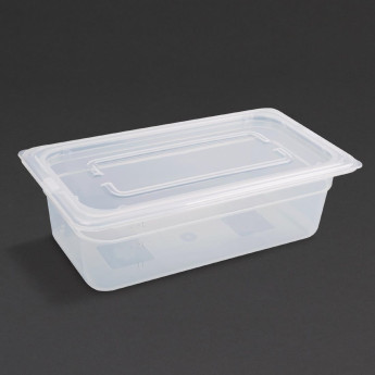 Vogue Polypropylene 1/3 Gastronorm Container with Lid 100mm (Pack of 4) - Click to Enlarge