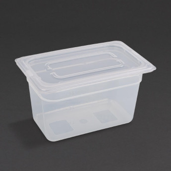 Vogue Polypropylene 1/4 Gastronorm Container with Lid 150mm (Pack of 4) - Click to Enlarge