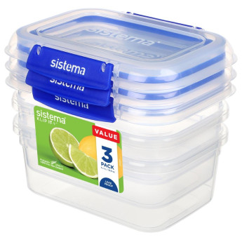 Sistema Klip It Plus Storage Containers 1Ltr (Pack of 3) - Click to Enlarge