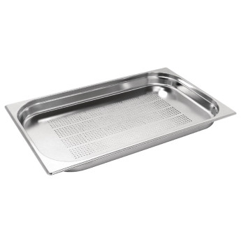 Vogue Stainless Steel Perforated 1/1 Gastronorm Pan 40mm - Click to Enlarge