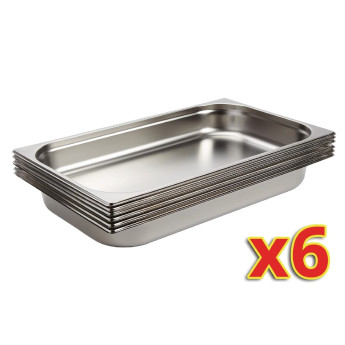 Vogue Stainless Steel 1/1 Gastronorm Pans 65mm (Pack of 6) - Click to Enlarge