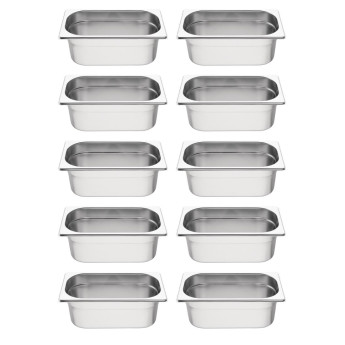 Vogue Stainless Steel Gastronorm Container Kit 1/4 (Pack of 10) - Click to Enlarge