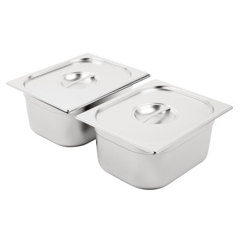 Vogue Stainless Steel Gastronorm Pan Set 2 x 1/2 with Lids - Click to Enlarge