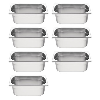 Vogue Stainless Steel Gastronorm Container Kit 1/4 (Pack of 7) - Click to Enlarge