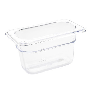 Vogue Polycarbonate 1/9 Gastronorm Container 100mm Clear - Click to Enlarge