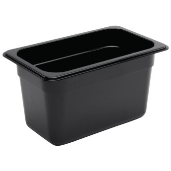 Vogue Polycarbonate 1/4 Gastronorm Container 150mm Black - Click to Enlarge