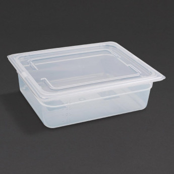 Vogue Polypropylene 1/2 Gastronorm Container with Lid 100mm (Pack of 4) - Click to Enlarge
