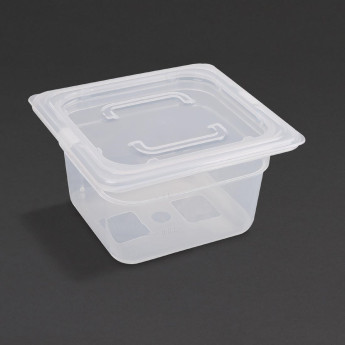 Vogue Polypropylene 1/6 Gastronorm Container with Lid 100mm (Pack of 4) - Click to Enlarge