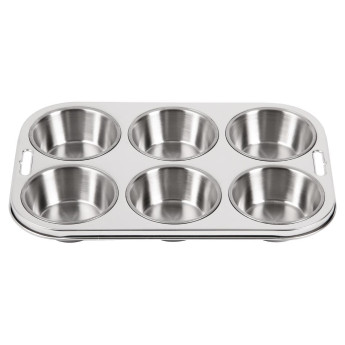 Vogue Stainless Steel Deep Muffin Tray 6 Cup - Click to Enlarge