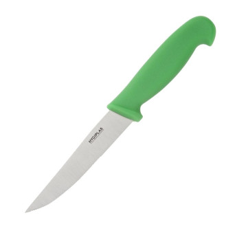 Hygiplas Serrated Vegetable Knife Green 10cm - Click to Enlarge