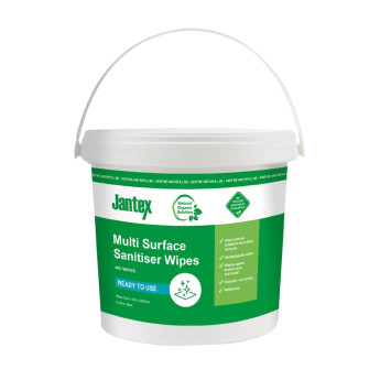 Jantex Green RTU Surface Sanitiser Wipes Starter Tub 200mm (Pack of 400) - Click to Enlarge