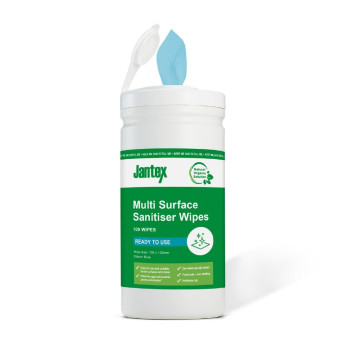 Jantex Green RTU Probe Sanitiser Wipes Starter Tub 130mm (Pack of 100) - Click to Enlarge