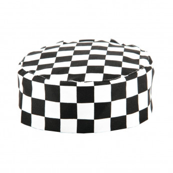 Whites Chefs Skull Cap Big Black and White Check - Click to Enlarge