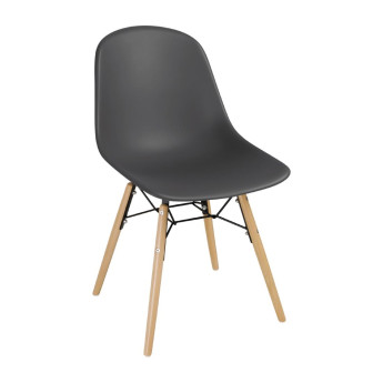 Bolero Arlo PP Moulded Side Chair Charcoal with Spindle Legs (Pack of 2) - Click to Enlarge
