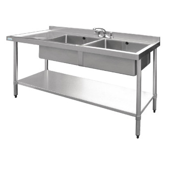 Vogue Double Sink Left Hand Drainer - Click to Enlarge