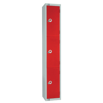 Elite Three Door 300mm Deep Lockers Red - Click to Enlarge