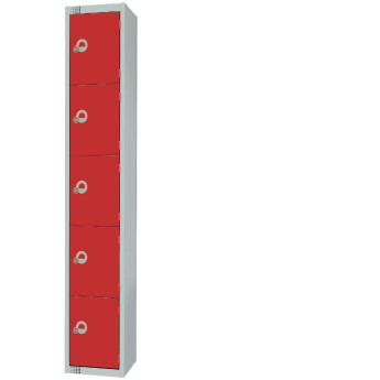 Elite Five Door 300mm Deep Lockers Red - Click to Enlarge