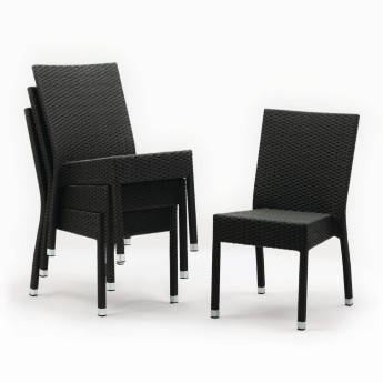Bolero PE Wicker Side Chairs Charcoal (Pack of 4) - Click to Enlarge