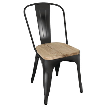 Bolero Bistro Side Chairs with Wooden Seat Pad Black (Pack of 4) - Click to Enlarge