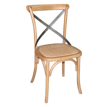 Bolero Natural Bentwood Chairs with Metal Cross Backrest (Pack of 2) - Click to Enlarge