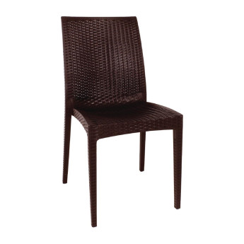 Bolero PP Rattan Bistro Side Chairs Brown (Pack of 4) - Click to Enlarge