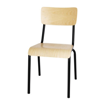 Bolero Cantina Side Chairs with Wooden Seat Pad and Backrest Black (Pack of 4) - Click to Enlarge