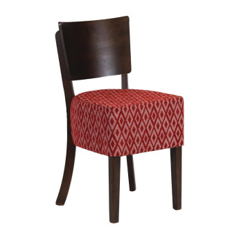 Asti Padded Dark Walnut Dining Chair with Red Diamond Deep Padded Seat and Back (Pack of 2) - Click to Enlarge