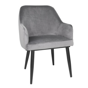 Bolero Lia Velvet Set of 2 Chairs - Grey - Click to Enlarge