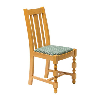 Manhattan Soft Oak High Back Dining Chair with Green Diamond Padded Seat (Pack of 2) - Click to Enlarge
