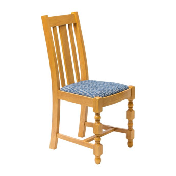 Manhattan Soft Oak High Back Dining Chair with Blue Diamond Padded Seat (Pack of 2) - Click to Enlarge